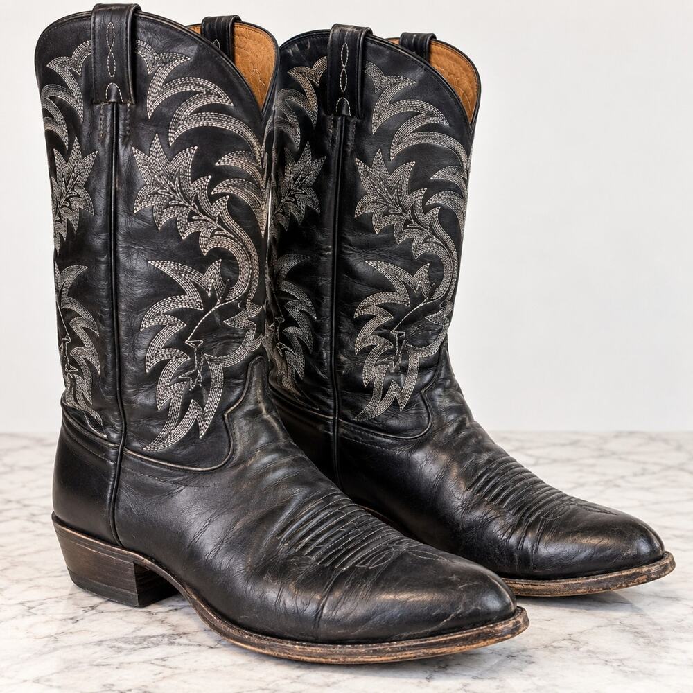 Tony Lama 7900 Black Stallion Cowboy Boots Men’s 13 D Leather Western USA
